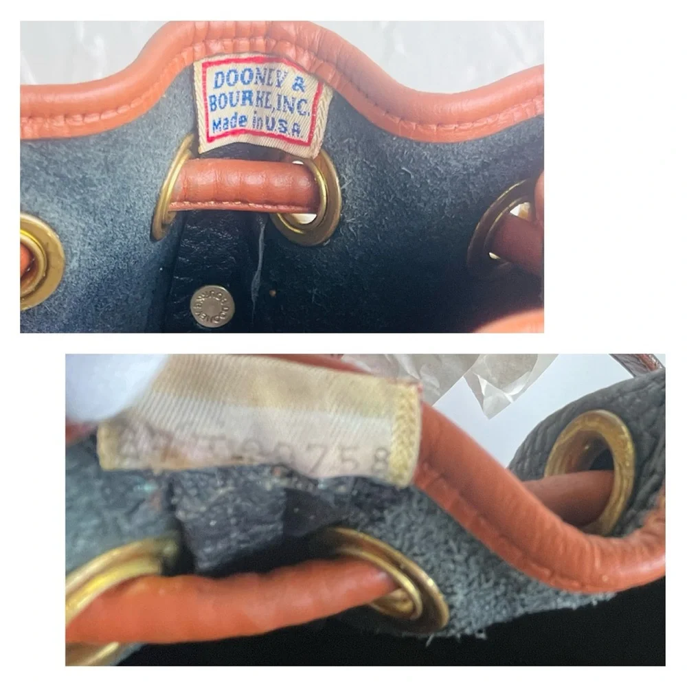 MINI VINTAGE DOONEY AND BOURKE CROSSBODY BUCKET BLACK /BRITISH TAN ♦️HOST PICK♦️ - Picture 12 of 16